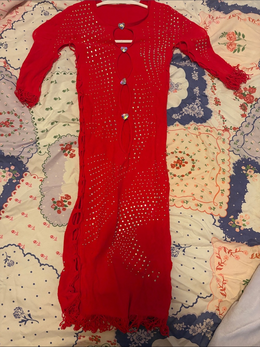 PosterGirl Red Embellished Knit Dress